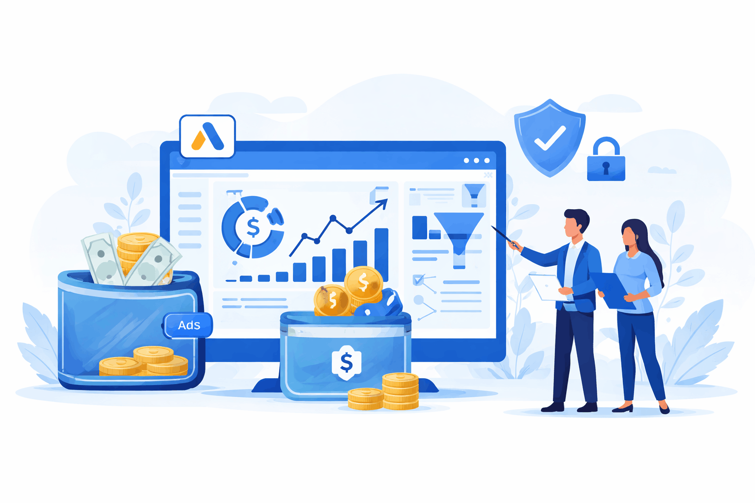 Minh họa dịch vụ quảng cáo Google Ads minh bạch ngân sách và tối ưu hiệu quả