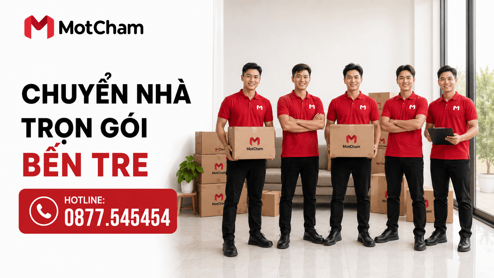 Dịch vụ chuyển nhà trọn gói Bến Tre uy tín của MotCham với đội ngũ nhân viên chuyên nghiệp hỗ trợ đóng gói, vận chuyển và sắp xếp đồ đạc an toàn.