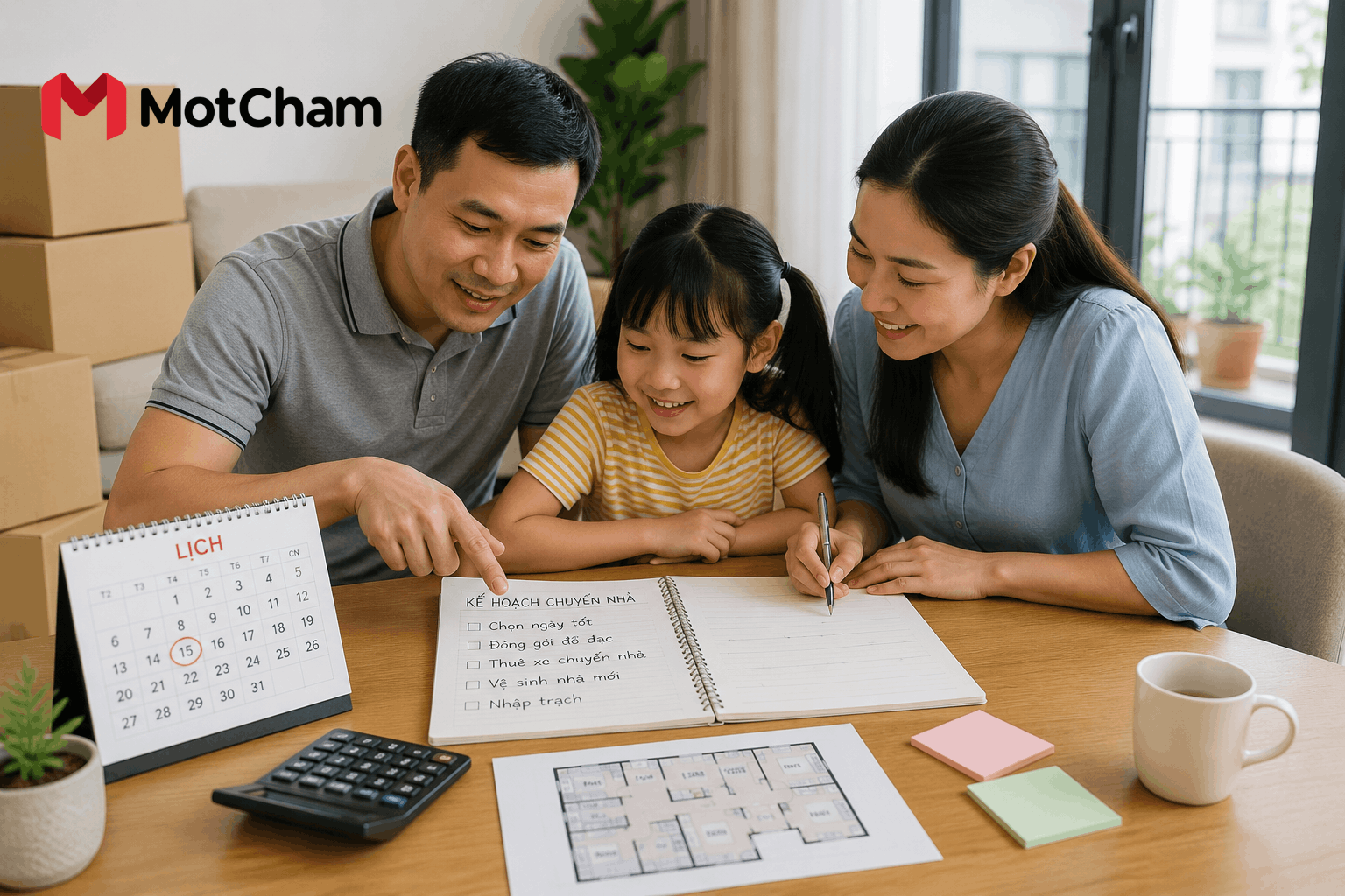 Gia đình xem ngày tốt chuyển nhà và lên kế hoạch dọn đến nhà mới