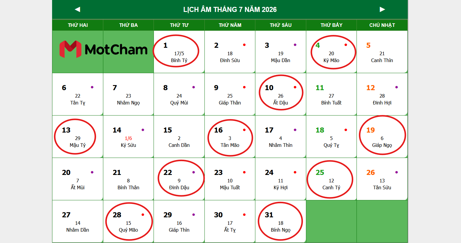 Lịch tra cứu ngày tốt chuyển nhà tháng 7 năm 2026 theo lịch âm và dương