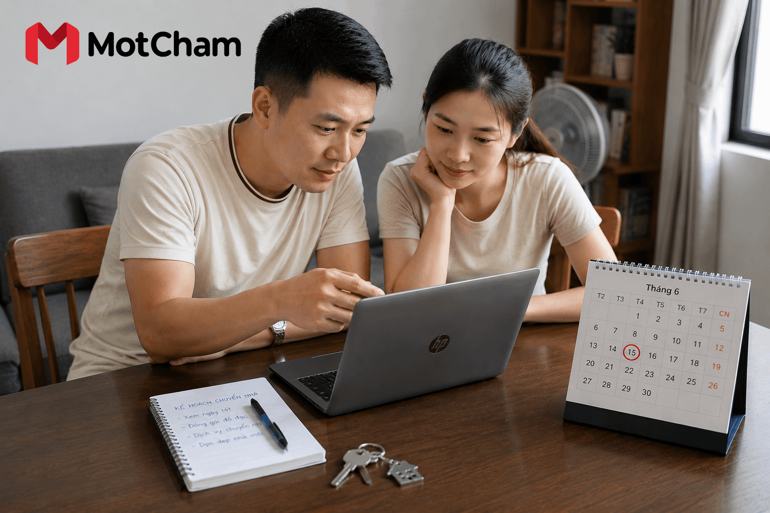 Vợ chồng người Việt Nam cùng tra cứu ngày chuyển nhà theo tuổi gia chủ